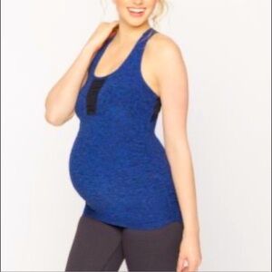 Beyond The Bump Yoga Heathered Blue Ruched Tank Sz M